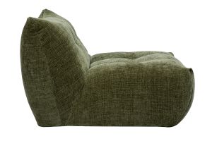 Fauteuil lounge en tissu effet velours texturé vert kaki BUMPY