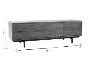 Meuble TV vintage en bois foncé avec rangements fermés L160 cm MANNY
