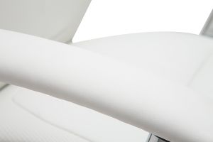 Fauteuil de bureau à roulettes design blanc et acier chromé WALL STREET