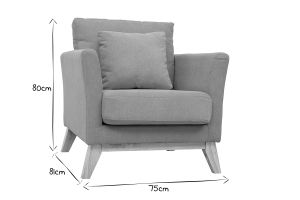 Fauteuil scandinave déhoussable en tissu effet velours jaune moutarde et bois clair OSLO