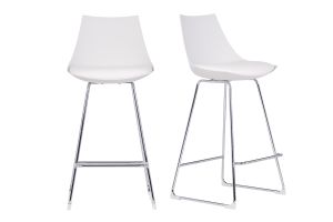 Tabourets de bar design blancs 65 cm (lot de 2) JUNE