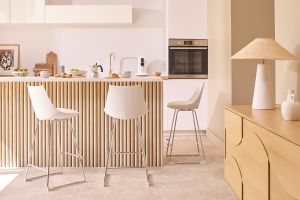 Tabourets de bar design blancs 65 cm (lot de 2) JUNE