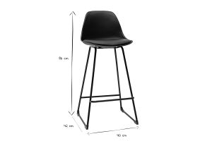 Tabourets de bar design noirs pieds métal H66 cm (lot de 2) FRANZ