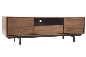 Meuble TV vintage en bois foncé niche ouverte L160 cm MANNY