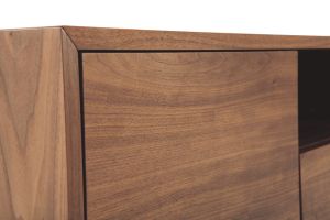 Meuble TV vintage en bois foncé niche ouverte L160 cm MANNY