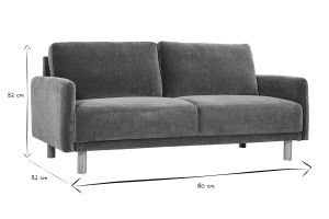 Canapé design 3 places en tissu effet velours vert kaki et bois clair BONO