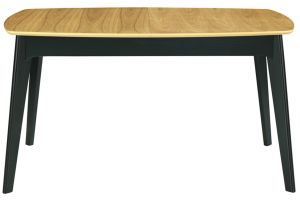 Table extensible rallonges intégrées rectangulaire bois et noir L140-180 cm MEENA