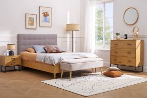 Bettkopfteil gepolstert grauer Stoff 160 cm HALCIONA