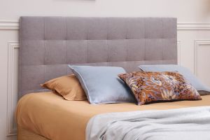 Bettkopfteil gepolstert grauer Stoff 160 cm HALCIONA