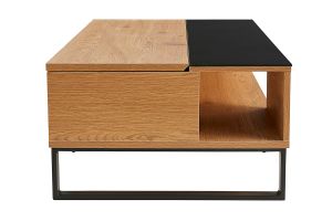 Table basse relevable rectangulaire bois clair et métal noir L110 cm WYNN