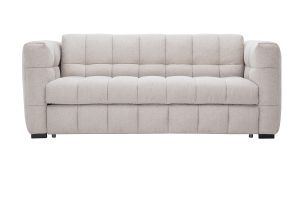 Canapé convertible design 3 places en tissu effet velours texturé beige CORTO