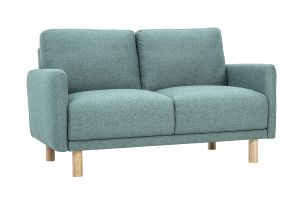 Canapé design 2 places en tissu vert de gris et bois clair BONO
