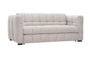 Canapé convertible design 3 places en tissu effet velours texturé beige CORTO
