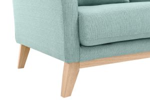 Fauteuil scandinave déhoussable en tissu vert lagon et bois clair OSLO