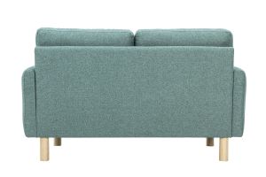 Canapé design 2 places en tissu vert de gris et bois clair BONO