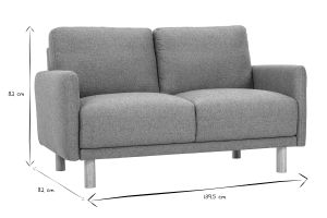 Canapé design 2 places en tissu vert de gris et bois clair BONO