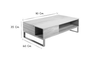 Table basse relevable rectangulaire bois clair et métal noir L110 cm WYNN