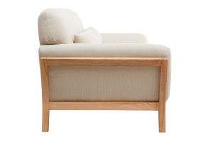 Canapé scandinave 3 places en tissu beige et bois clair YOKO