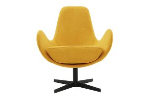 Fauteuil pivotant design en tissu effet velours jaune moutarde et métal noir ANDY