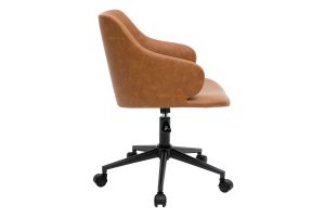 Chaise de bureau à roulettes vintage marron et métal noir HEMMY