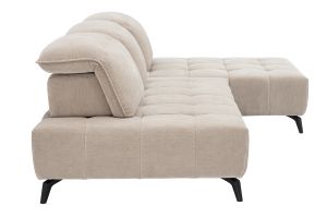 Canapé modulable 4 places avec têtières ajustables en tissu effet velours taupe et métal noir OLMO