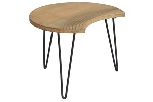 Tables basses gigognes gravées bois manguier massif et métal noir (lot de 3) VIBES