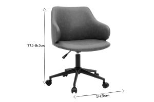 Chaise de bureau à roulettes vintage marron et métal noir HEMMY