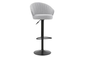 Tabouret de bar design réglable et pivotant en tissu gris IZAAC