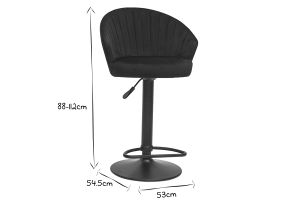 Tabouret de bar design réglable et pivotant en tissu gris IZAAC