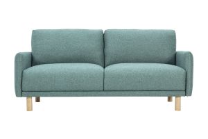 Canapé design 3 places en tissu vert de gris et bois clair BONO