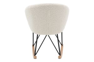 Rocking chair en tissu effet peau de mouton blanc, métal noir et bois clair RHAPSODY