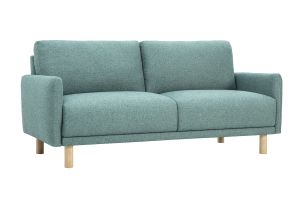 Canapé design 3 places en tissu vert de gris et bois clair BONO