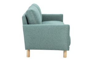 Canapé design 3 places en tissu vert de gris et bois clair BONO