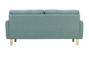 Canapé design 3 places en tissu vert de gris et bois clair BONO