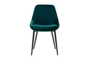 Chaises design en tissu velours bleu pétrole et métal noir (lot de 2) HOLO