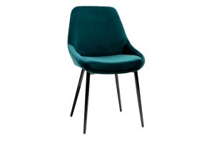 Chaises design en tissu velours bleu pétrole et métal noir (lot de 2) HOLO