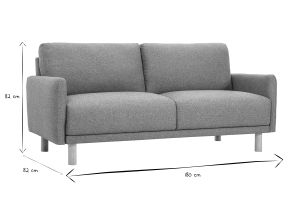 Canapé design 3 places en tissu vert de gris et bois clair BONO