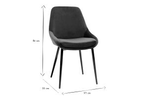 Chaises design en tissu velours bleu pétrole et métal noir (lot de 2) HOLO