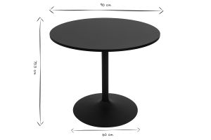 Mesa de comedor moderna redonda negra D90 CALISTA