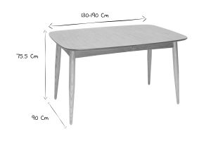 Table à manger extensible frêne L130-190 cm NORDECO