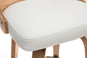 Tabouret de bar scandinave pivotant blanc et bois clair GARBO