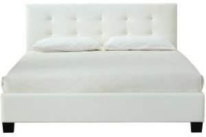 Lit 2 places 160x200 cm blanc capitonné MARQUISE