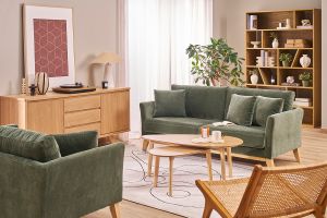 Bibliothèque design en bois clair L120 cm AZTEQUE