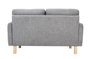 Canapé design 2 places en tissu effet velours texturé gris et bois clair BONO