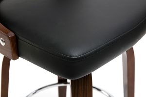 Tabouret de bar vintage pivotant noir et bois foncé GARBO
