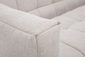 Canapé convertible design 3 places en tissu effet velours texturé beige CORTO