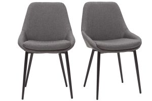 Chaises design en tissu gris et métal noir (lot de 2) HOLO