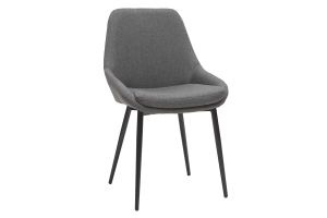 Chaises design en tissu gris et métal noir (lot de 2) HOLO