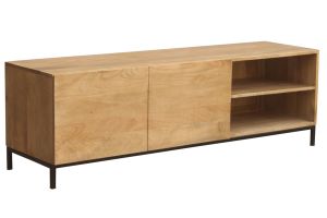 Meuble TV industriel en bois manguier massif et métal L145 cm YPSTER