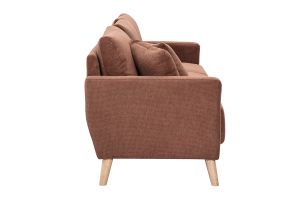 Canapé 3 places en tissu chenille terre brûlée et bois clair MUNIK